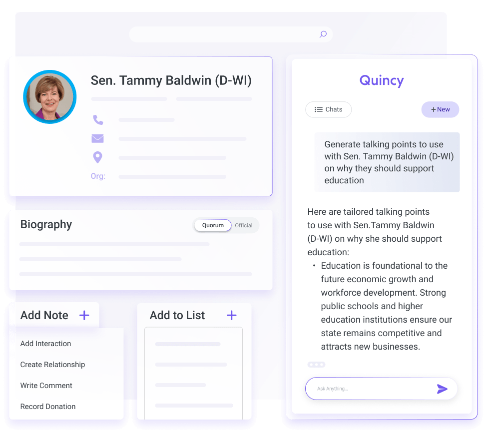 Federal official profile in Quorum