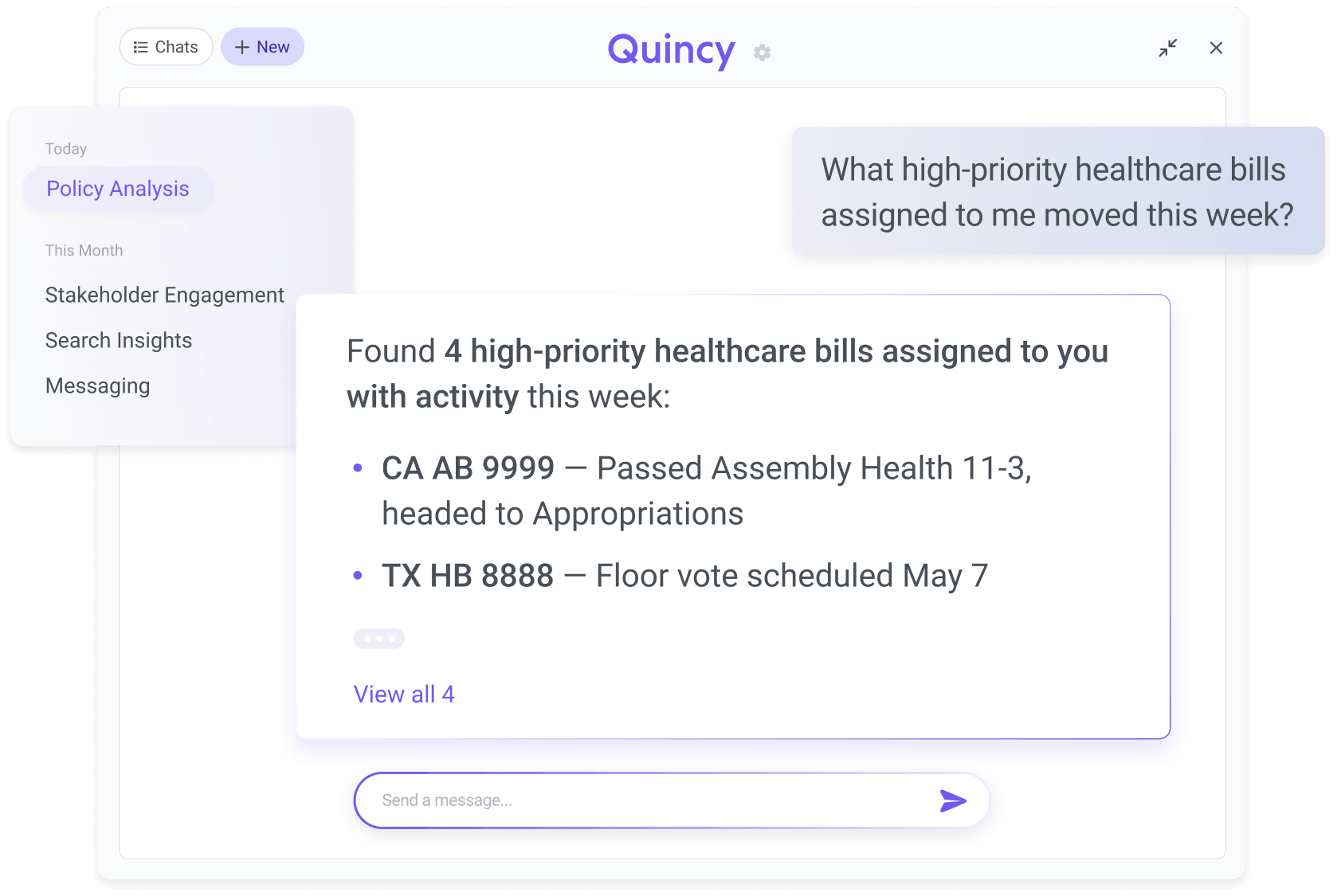 Quincy AI enhancements trained on Quorum legislative data