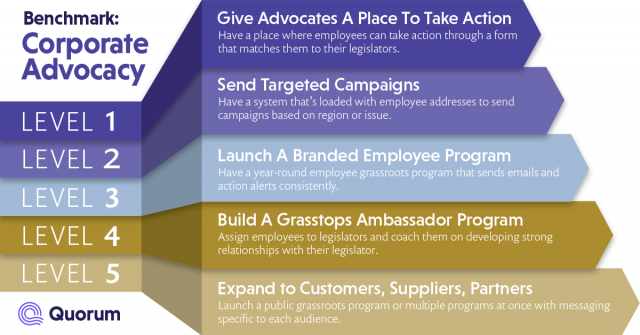 Infographic of the five levels of corporate advocacy