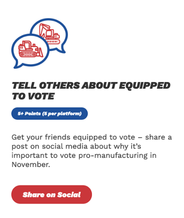 AEM promotional advertisement encouraging advocates to share a post on social media to register voters
