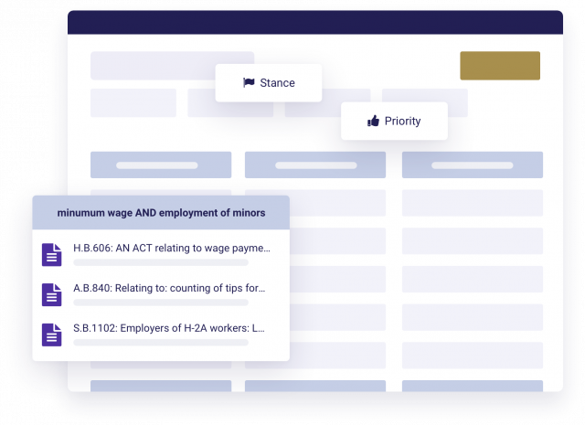 Example of Quorum's dashboard showing tagged copycat bills