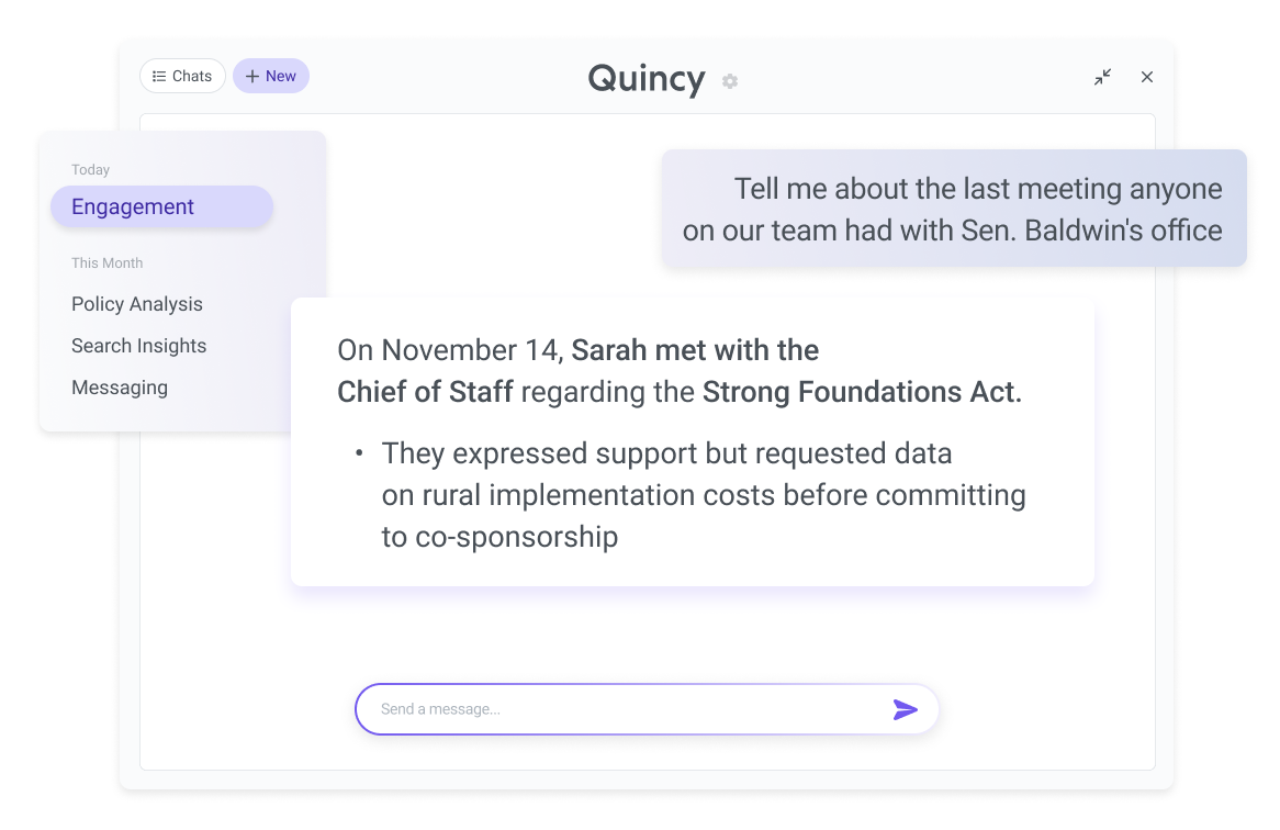 Quincy AI Assistant on the Quorum Federal platform